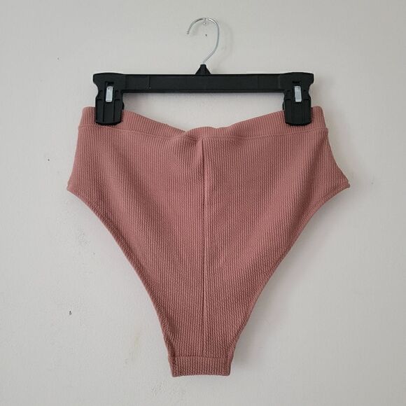 H&M Textured Brown High Waist Brazilian Bikini Bottoms NWT Size 10 - Picture 9 of 10